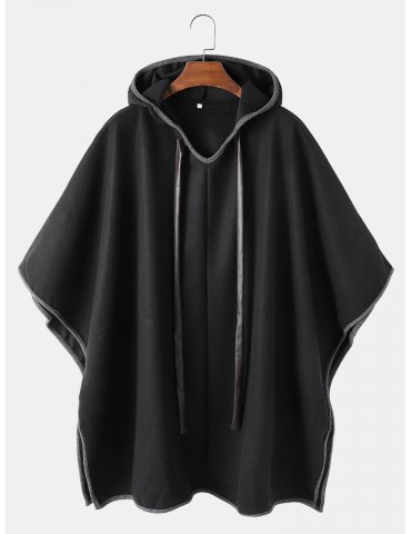 Mens Sleevless Oversized Casual Black Hooded Cloak Cape Coats